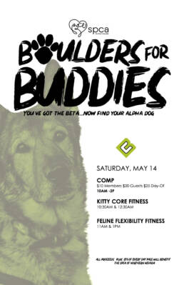 flyer about Boulders for Buddies event at whitney peak hotel on May 14.
